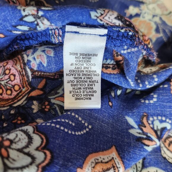 C Est 1946 Cato Womens Blue Floral Cold Shoulder Crochet Sleeve Blouse Small - Picture 6 of 9